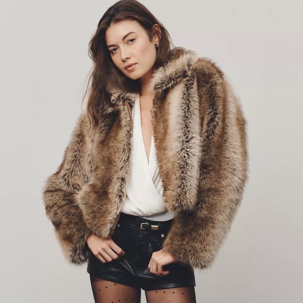Anthro Maeve Rae Faux Fur Crop Teddy Jacket - Sold Out - Chic Statement Coat